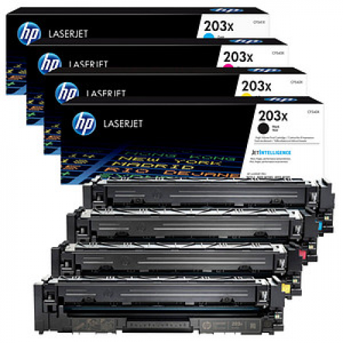 HP 203X (CF540X/CF541X/CF543X/CF542X) schwarz, cyan, magenta, gelb Tonerkartuschen, 4er-Set