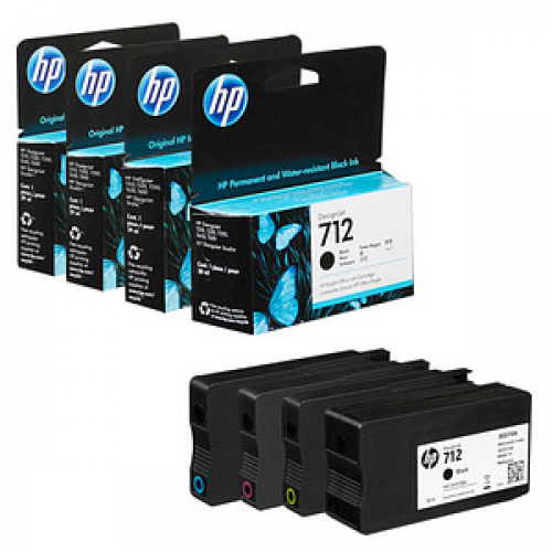 HP 712 (3ED70A/3ED67A/3ED68A/3ED69A) schwarz, cyan, magenta, gelb Druckerpatronen, 4er-Set