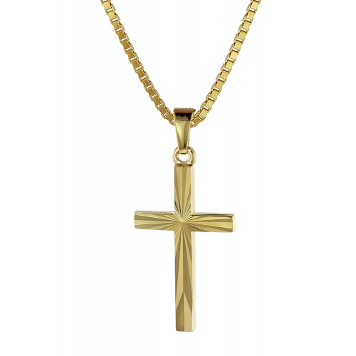 trendor 08512 Kreuz-Anhänger Gold 333/8K 22 mm mit goldplattierter Silberkette