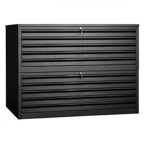 Gürkan Planschrank schwarz 10 Schubladen 113,0 x 83,0 x 105,0 cm