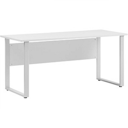 MÖBELPARTNER 1500 Schreibtisch lichtgrau rechteckig, Kufen-Gestell silber 160,0 x 75,0 cm