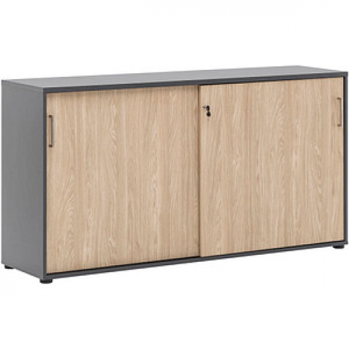 MÖBELPARTNER Schiebetürenschrank 1500, 701715 anthrazit, eiche hell 2 Fachböden 160,2 x 41,0 x 84,2 cm