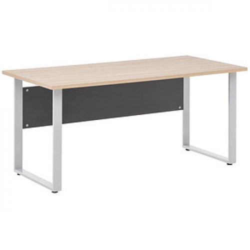 MÖBELPARTNER 1500 Schreibtisch anthrazit, eiche hell rechteckig, Kufen-Gestell silber 160,0 x 75,0 cm