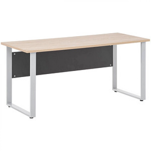 MÖBELPARTNER 1500 Schreibtisch anthrazit, eiche hell rechteckig, Kufen-Gestell silber 160,0 x 65,0 cm