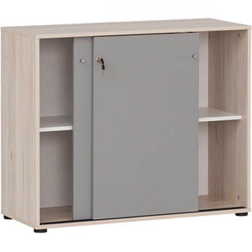 MÖBELPARTNER Schiebetürenschrank 400, 701793 sandeiche, platingrau 1 Fachboden 100,1 x 41,0 x 83,6 cm