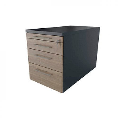 fm Oldenburg Rollcontainer lavagrau, eiche natur 4 Auszüge 43,4 x 80,0 x 54,0 cm