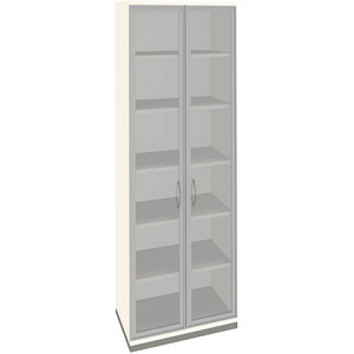 fm Aktenschrank Sidney, 4260672331819 weiß, Acrylglas klar 5 Fachböden 80,0 x 44,2 x 222,1 cm