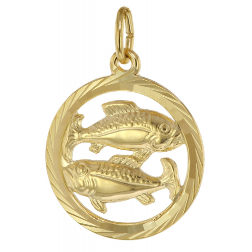 trendor 39000-03 Sternzeichen Fische 333 Gold Anhänger Ø 16 mm