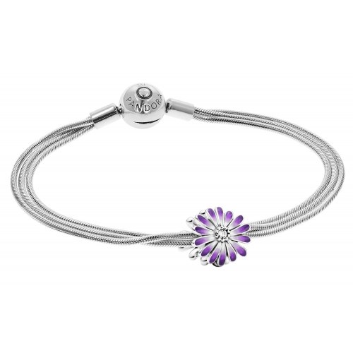 Pandora 39966 Damen-Armband Starterset Lilafarbenes Gänseblümchen