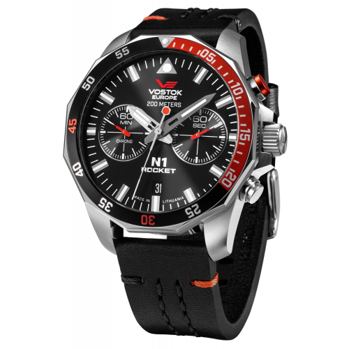 Vostok Europe 6S21-225A707-LBBLK Herrenuhr Chronograph Rocket N1 Schwarz/Rot