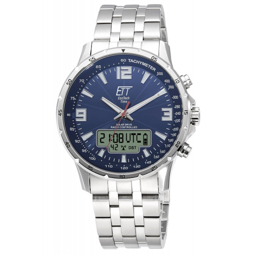 ETT Eco Tech Time EGS-11552-31M Funk-Solar Herrenuhr Professional Stahl/Blau