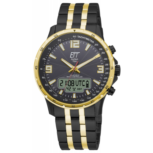 ETT Eco Tech Time EGS-11567-21M Funk-Solar Herrenuhr Professional Arctica Schwarz/Gold