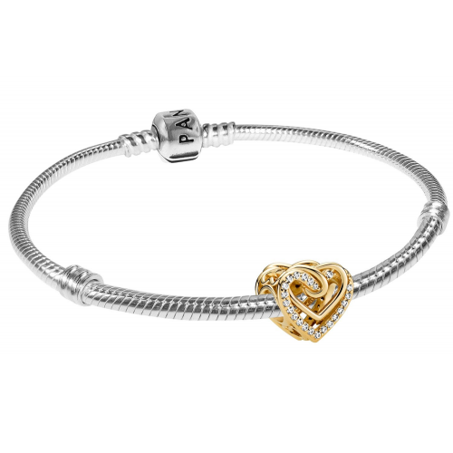 Pandora 41746 Damen-Armband Silber 925 Verschlungenes Herz Goldfarben
