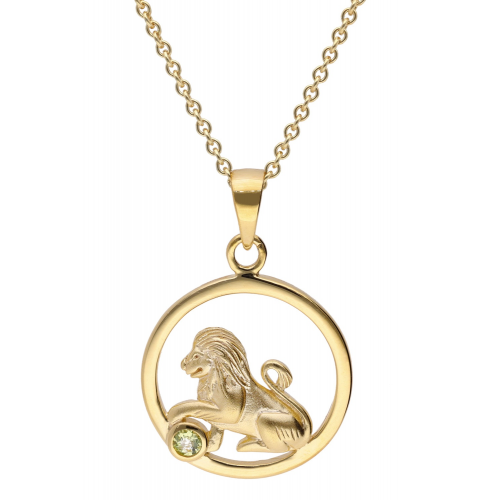 trendor 15560-08 Sternzeichen Löwe Gold 333 mit Peridot + vergoldete Kette