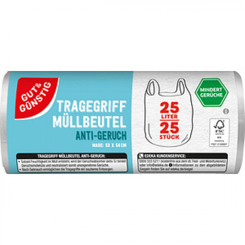 GUT&GÜNSTIG Müllbeutel ANTI-GERUCH 25,0 l transparent, 25 St.