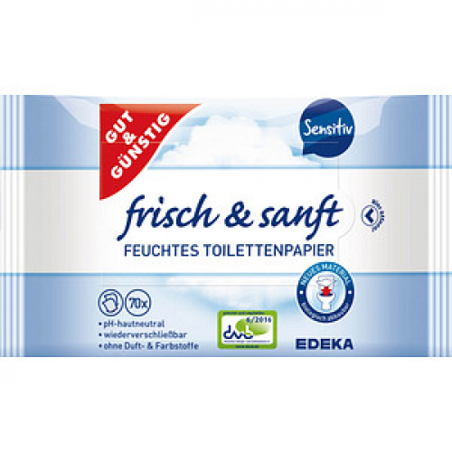 GUT&GÜNSTIG Feuchtes Toilettenpapier frisch & sanft 1-lagig, 140 Tücher