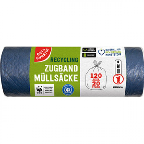 GUT&GÜNSTIG Müllbeutel RECYCLING 120,0 l blau, 20 St.