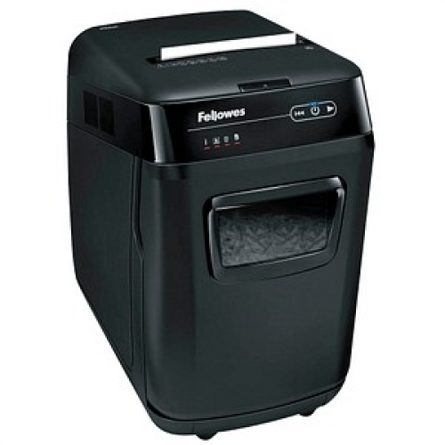 Fellowes AutoMax 200C Aktenvernichter mit Partikelschnitt P-4, 4 x 38 mm, bis 200 Blatt, schwarz