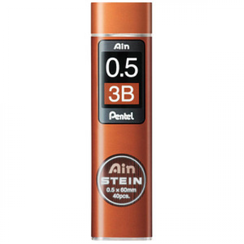 Pentel Ain Stein C275 Feinminen-Bleistiftminen schwarz 3B 0,5 mm, 40 St.