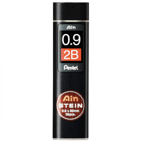 Pentel Ain Stein C279 Feinminen-Bleistiftminen schwarz 2B 0,9 mm, 36 St.