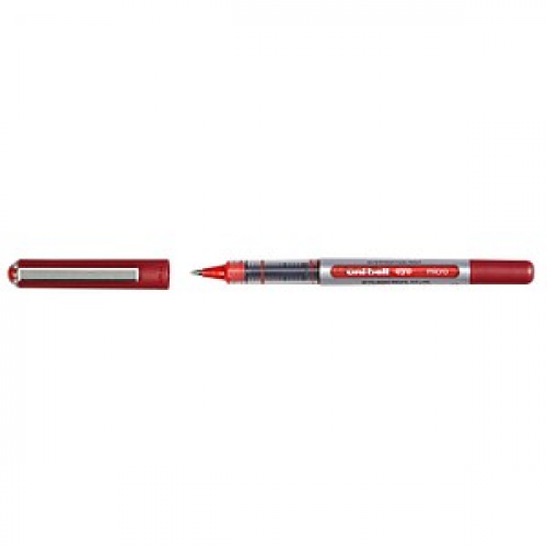 uni-ball eye micro UB-150 Tintenroller silber 0,2 mm, Schreibfarbe: rot, 12 St.