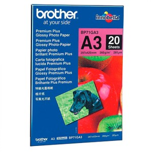 brother Fotopapier BP71GA3 DIN A3 glänzend 260 g/qm 20 Blatt