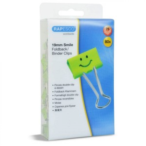 80 RAPESCO® Foldbackklammern Smiles grün 1,9 cm