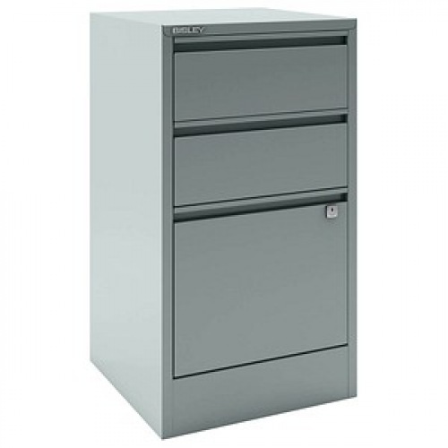 BISLEY Home Hängeregistraturschrank silber 3 Schubladen 41,3 x 40,0 x 67,2 cm