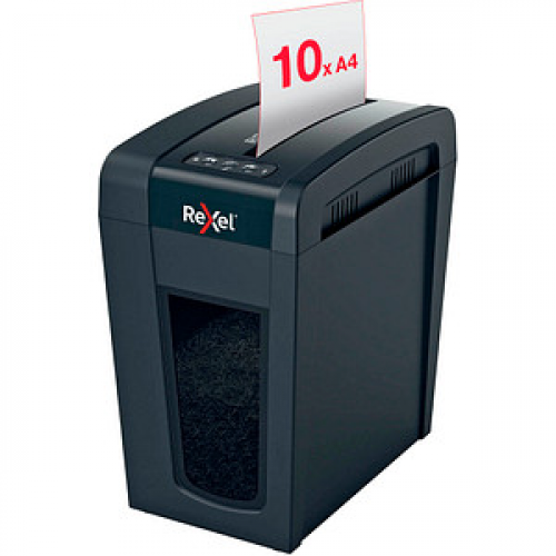 AKTION: Rexel Secure X10-SL Aktenvernichter mit Partikelschnitt P-4, 4 x 40 mm, bis 10 Blatt, schwarz mit CashBack