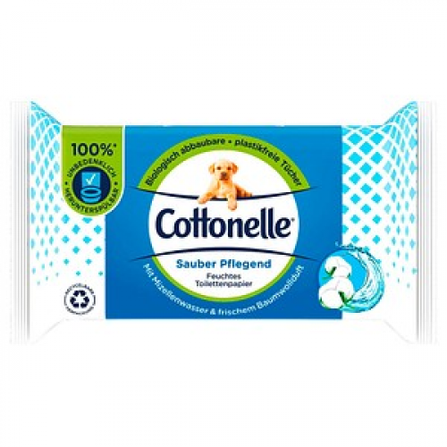 Cottonelle Feuchtes Toilettenpapier Sauber Pflegend 1-lagig, 42 Tücher