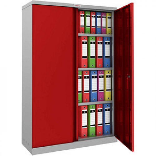 phoenix Stahlschrank SCL1491GRK grau, rot 91,5 x 37,0 x 140,0 cm, zerlegt