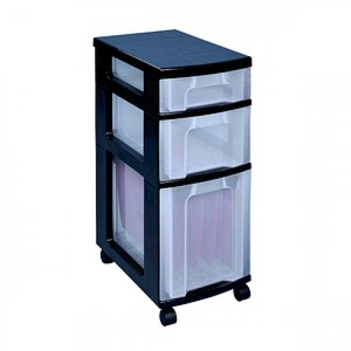 Really Useful Box Aufbewahrungsbox transparent, schwarz 30,0 x 42,0 x 69,0 cm