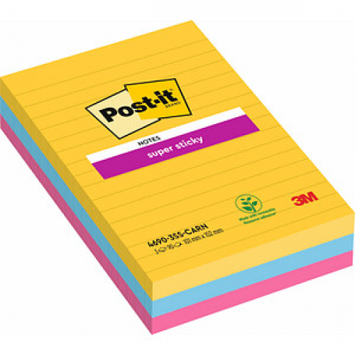 Post-it® Super Sticky Haftnotizen extrastark 46453SSA farbsortiert, 3 Blöcke