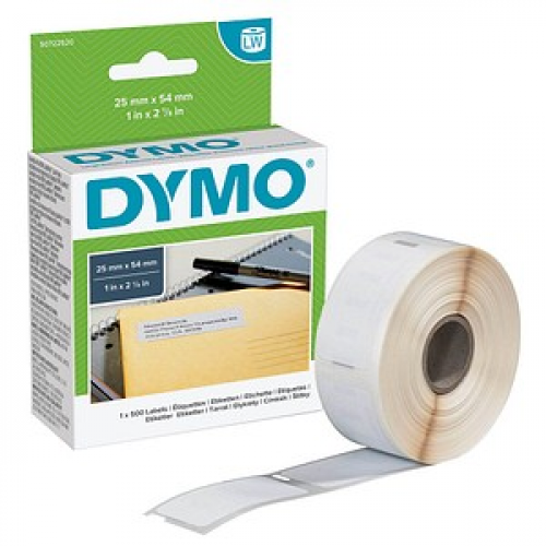 DYMO Etikettenrolle für Etikettendrucker S0722520 weiß, 25,0 x 54,0 mm, 1 x 500 Etiketten