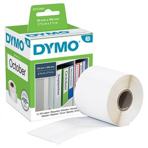 DYMO Etikettenrolle für Etikettendrucker S0722480 weiß, 59,0 x 190,0 mm, 1 x 110 Etiketten