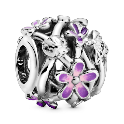 Pandora 798772C02 Silber Charm Openwork Lilafarbenes Gänseblümchen