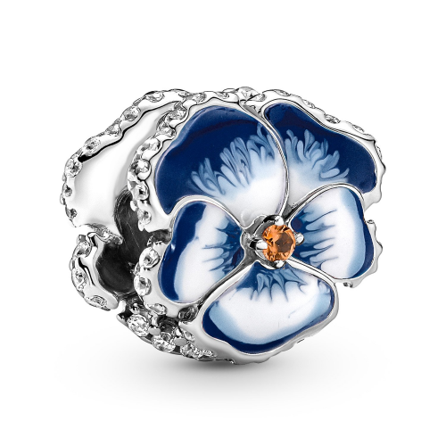 Pandora 790777C02 Charm Silber Blaues Stiefmütterchen