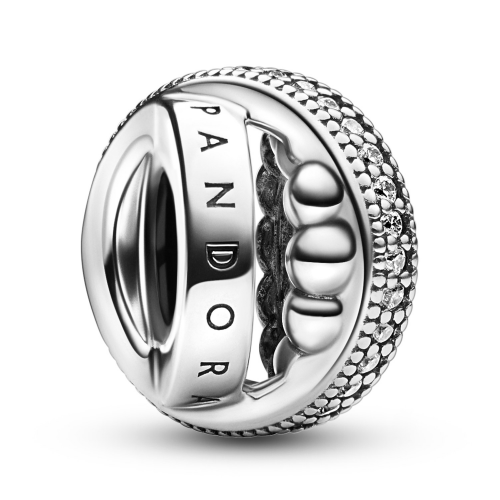 Pandora 792317C01 Silber Charm Logo Pavé & Beads