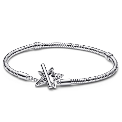 Pandora 592357C01 Silber-Armband Asymmetrischer Stern T-Bar