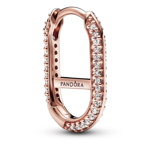 Pandora 289682C01 Single Creole Link-Ohrring Roségoldfarben Pavé Weiß