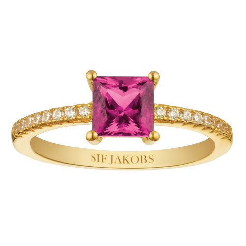 Sif Jakobs Jewellery SJ-R42280-PKCZ-YG Ring für Damen Ellera Quadrato Goldfarben Pink