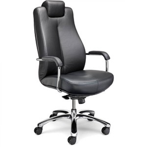 Nowy Styl XXL Chefsessel Sonata Leder schwarz, Gestell chrom