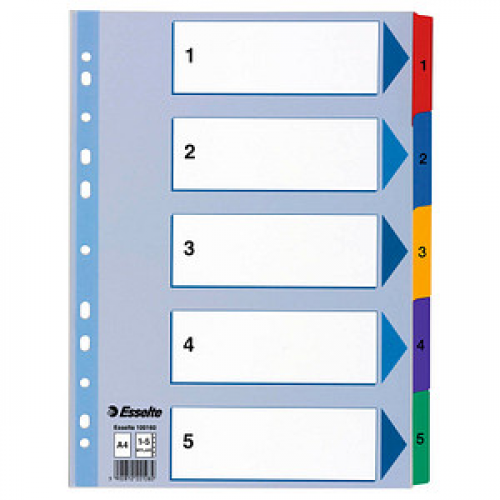 Esselte Ordnerregister Vollformat 1-5 farbig 5-teilig, 1 Satz