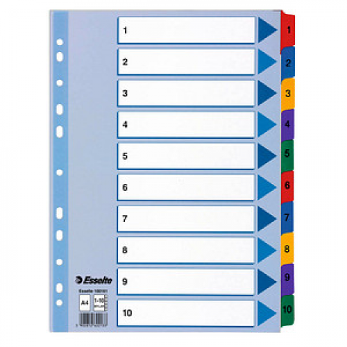 Esselte Ordnerregister Vollformat 1-10 farbig 10-teilig, 1 Satz