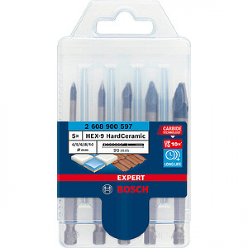 BOSCH EXPERT HEX-9 HardCeramic Bohrer-Set, 5-teilig