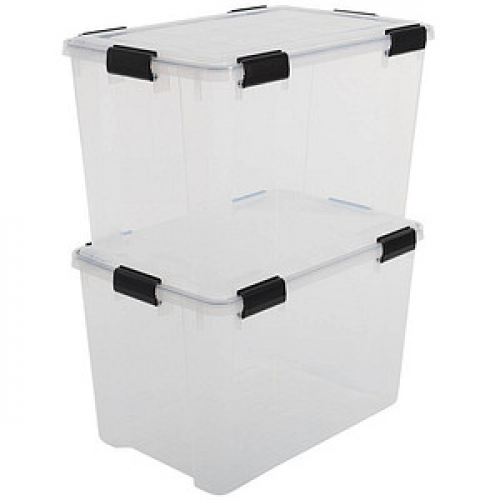 2 IRIS Ohyama Water Proof Aufbewahrungsboxen 2x 70,0 l transparent, schwarz 39,0 x 59,0 x 44,0 cm