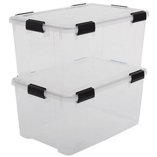 2 IRIS Ohyama Water Proof Aufbewahrungsboxen 2x 50,0 l transparent, schwarz 39,0 x 59,0 x 29,0 cm