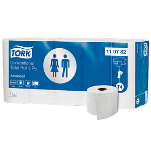 TORK Toilettenpapier T4 Advanced Soft 3-lagig Recyclingpapier, 30 Rollen