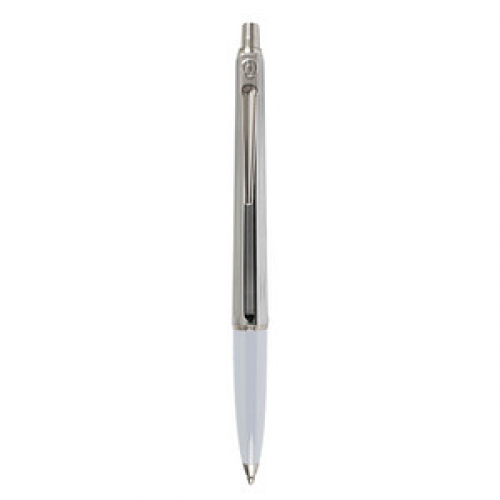 BALLOGRAF® Kugelschreiber Epoca Chrome weiß Schreibfarbe blau, 1 St.