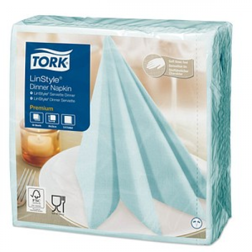 TORK Servietten LinStyle® Premium aqua blue 1-lagig 39,0 x 39,0 cm, 50 St.